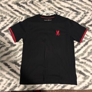 Psycho Bunny Men's Black Tee with Red Accents